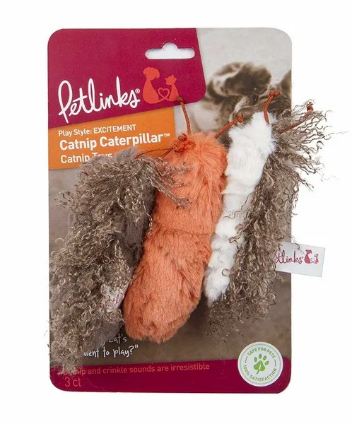 1ea Quaker Petlinks Catnip Caterpillars 3Pc Crinkle Catnip Toys - Health/First Aid